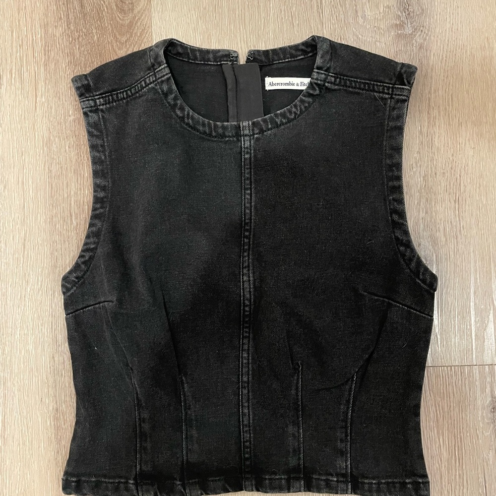 Abercrombie & Fitch Black Sleeveless Denim Tank Top